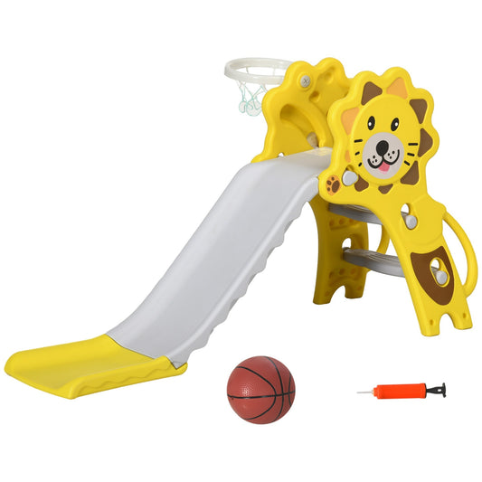 2 in 1 Slide for Toddlers, Kids Slide Playset with Basketball Hoop for 18-36 Months, Yellow at Gallery Canada