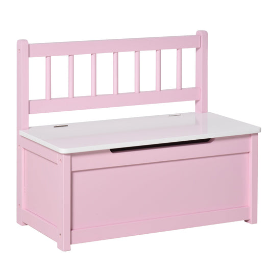 2-IN-1 Wooden Kids Toy Box Storage Bench Seat Chest Cabinet Chunk Cube with Safety Pneumatic Rod Pink - Gallery Canada