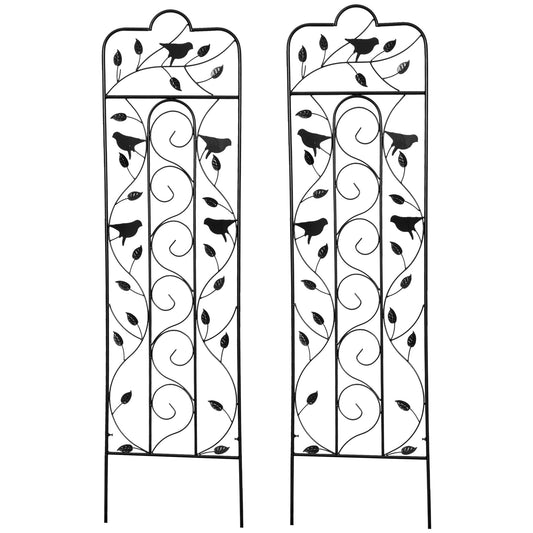 2 Pack Garden Trellis for Climbing Plants, Outdoor Metal Grid Panels with Birds and Leaves, for Roses, Vine Flower, Cucumber, Clematis, 59" Tall at Gallery Canada