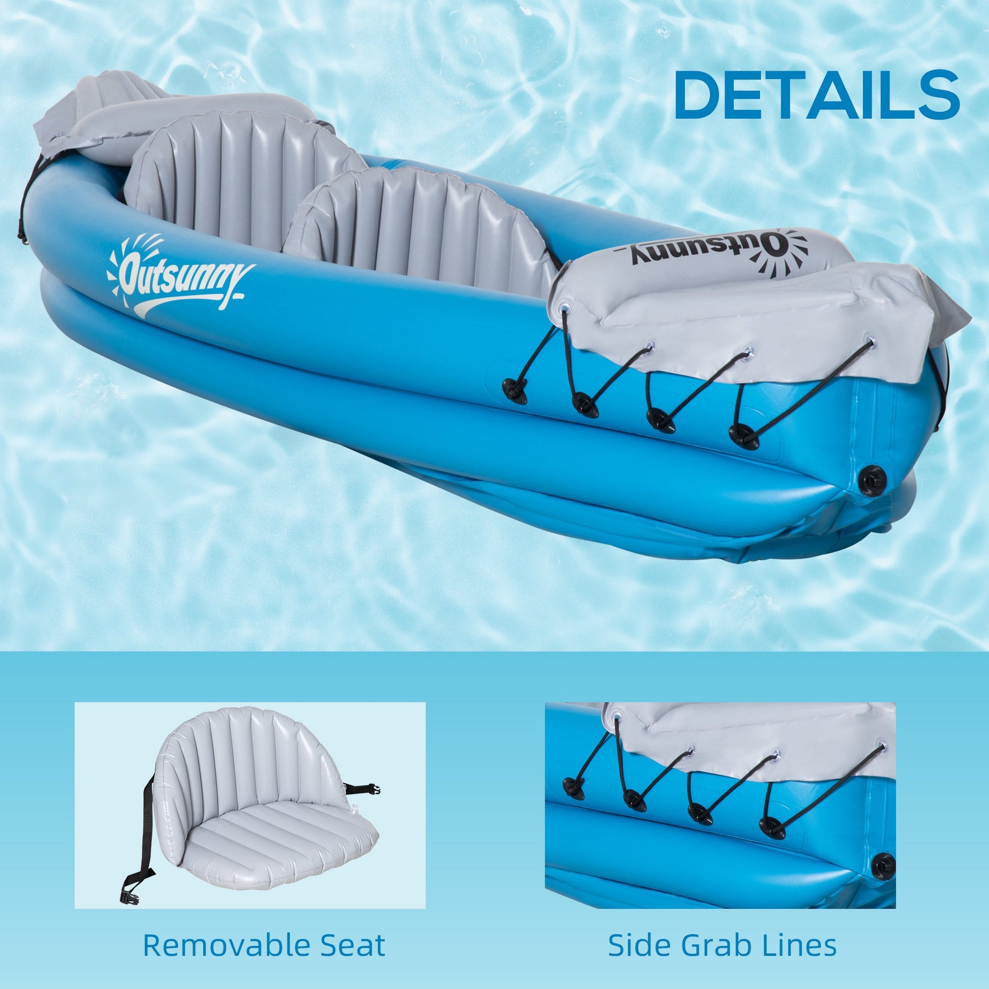 2-Person Inflatable Kayak, Inflatable Boat, Inflatable Canoe Set With Air Pump, Aluminum Oars, Blue at Gallery Canada