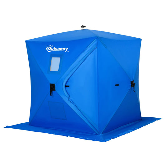 2 Person Pop Up Ice Fishing Tent Shelter, Fishing Shanty, with Carry Bag, Blue - Gallery Canada