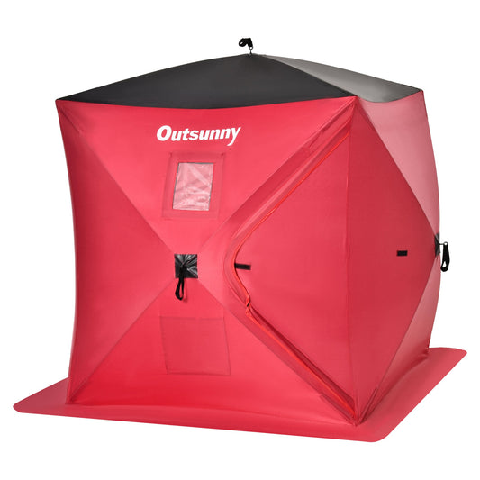 2 Person Pop Up Ice Fishing Tent Shelter, Fishing Shanty, with Carry Bag, Red - Gallery Canada