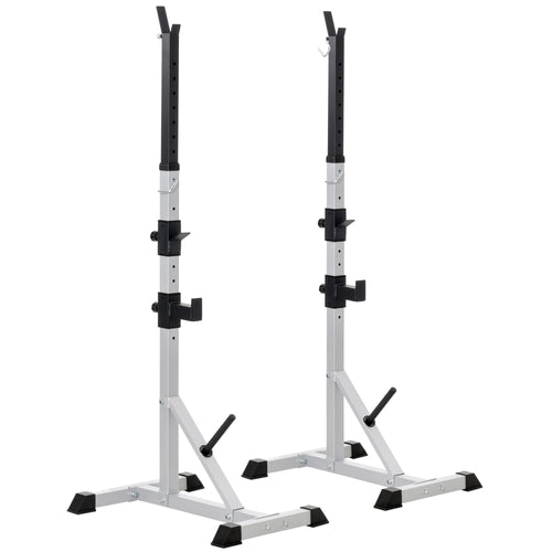 2-Piece Pair Steel Height Adjustable Barbell Squat Rack and Bench Press 23