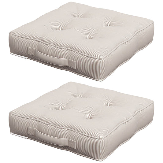 2-Piece Seat Cushion Replacement, Outdoor Patio Chair Cushions Set with Button Tufted, Grey White Strip at Gallery Canada
