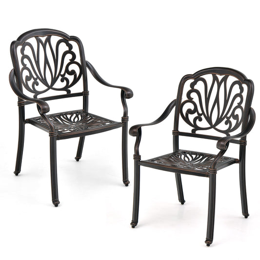 2 Pieces Patio Cast Aluminum Dining Chairs with Armrests at Gallery Canada