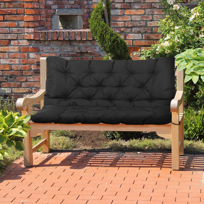 2 Seater Garden Bench Cushions, 4.7 Inch Thick Outdoor Non-Slip 2 Seater Soft Pad With Backrest for Garden Patio, Black at Gallery Canada