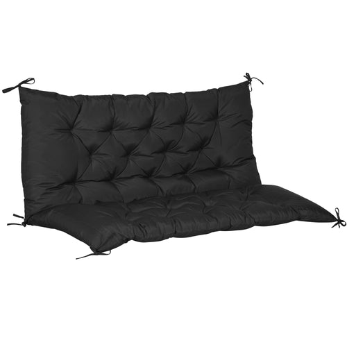 2 Seater Garden Bench Cushions, 4.7 Inch Thick Outdoor Non-Slip 2 Seater Soft Pad With Backrest for Garden Patio, Black
