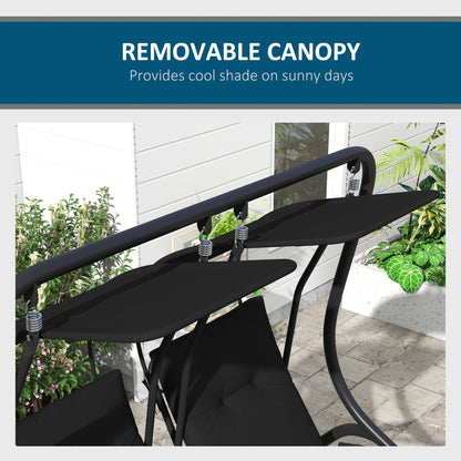 2-Seater Outdoor Porch Swing with Canopy, Patio Swing Chair for Garden, Poolside, Backyard, Black at Gallery Canada