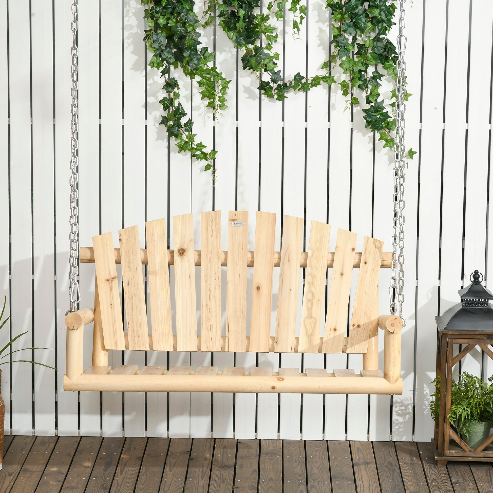 2-Seater Porch Swing, Hanging Outdoor Swing Bench with Metal Chains for Deck, Patio, Garden, Backyard at Gallery Canada