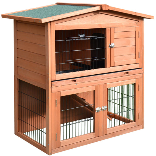 2 Tier Rabbit Hutch Guinea Pig Hutch Ferret Cage with Ramp Slide Out Tray for Indoor Outdoor 39.6"L x 21.7"W x 39.8"H - Gallery Canada