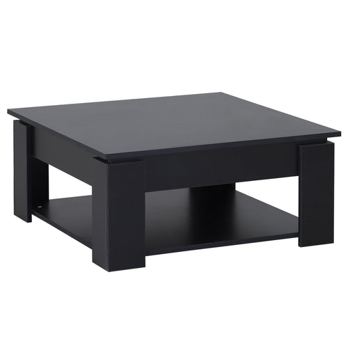 2 Tier Simple Modern Coffee Table Bottom Shelf Living Room Black