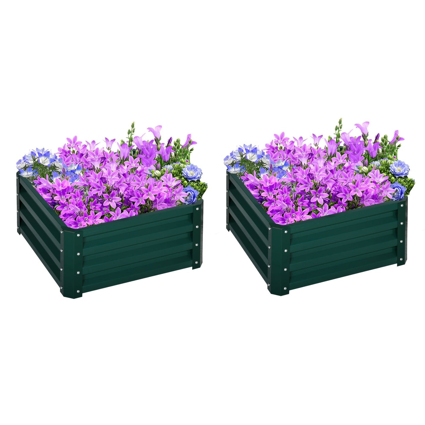 2' x 2' x 1' 2-Pieces Raised Garden Bed with Color Steel Frame for Vegetables, Flowers, Herbs, Green at Gallery Canada