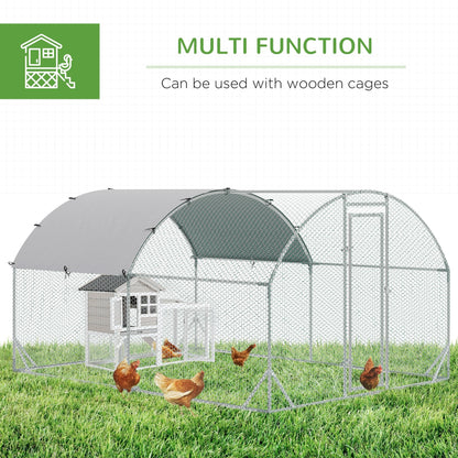 Galvanized Large Metal Chicken Coop Cage Walk-in Enclosure Poultry Hen Run House Playpen Rabbit Hutch with Cover for Outdoor Backyard 9.2' x 12.5' x 6.5' Silver at Gallery Canada