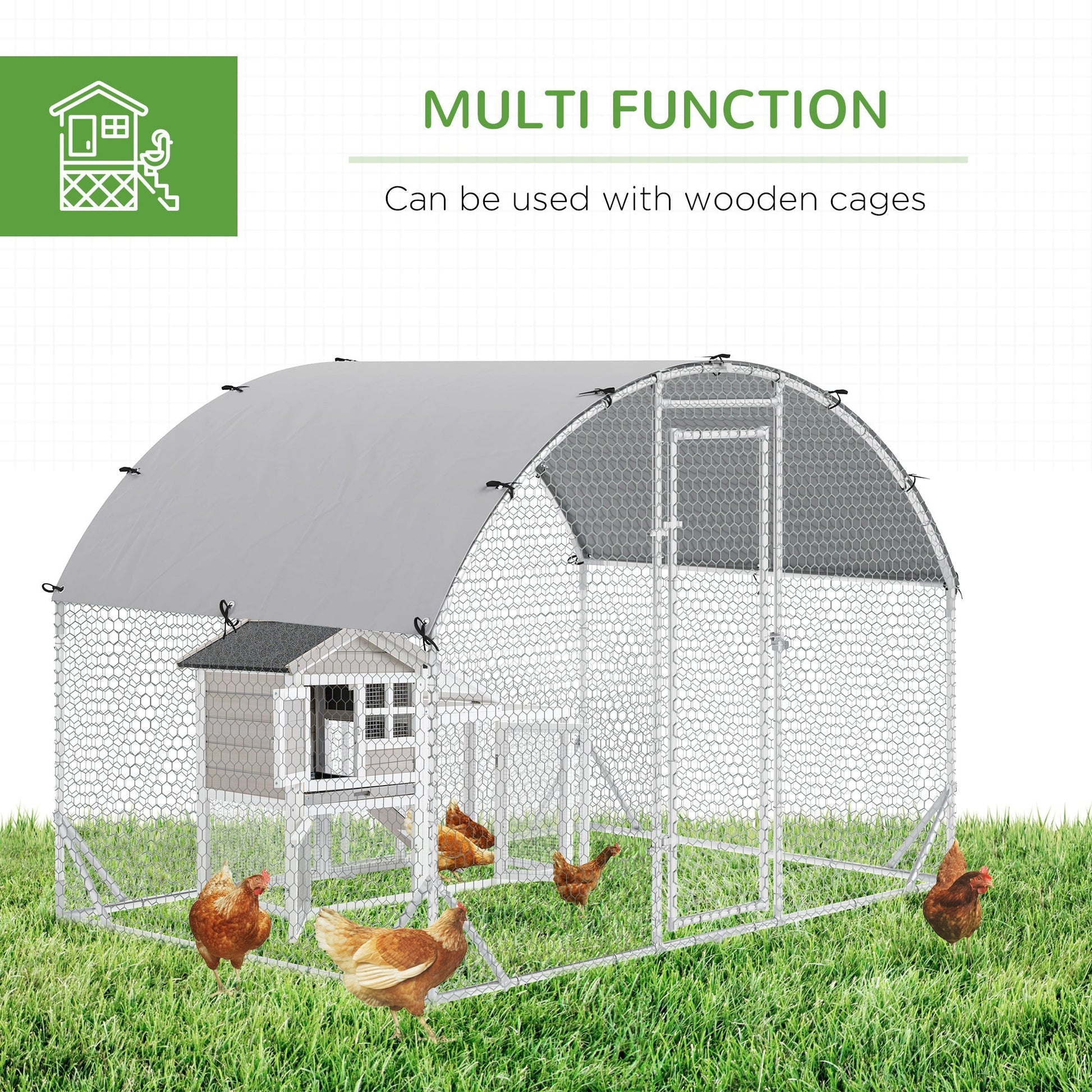 Galvanized Large Metal Chicken Coop Cage Walk-in Enclosure Poultry Hen Run House Playpen Rabbit Hutch with Cover for Outdoor Backyard 9.2' x 6.2' x 6.5' Silver at Gallery Canada