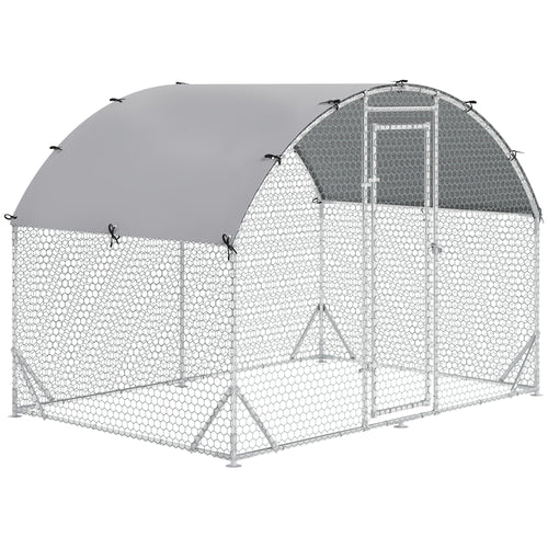 Galvanized Large Metal Chicken Coop Cage Walk-in Enclosure Poultry Hen Run House Playpen Rabbit Hutch with Cover for Outdoor Backyard 9.2' x 6.2' x 6.5' Silver