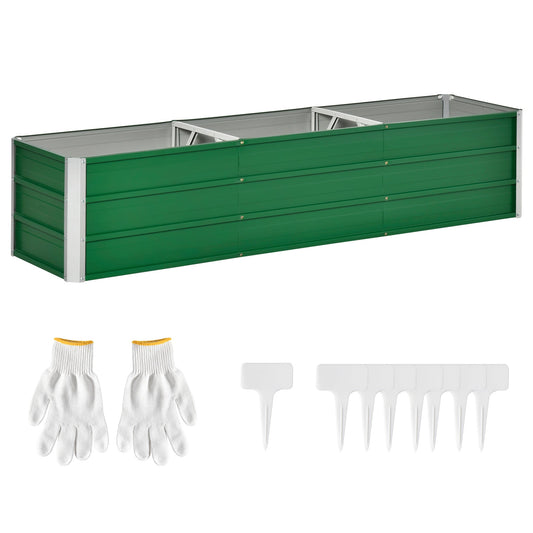 Galvanized Raised Garden Bed, Elevated Large Metal Planter Box w/ Install Gloves for Backyard, Patio to Grow Vegetables, Herbs, and Flowers, Green - Gallery Canada
