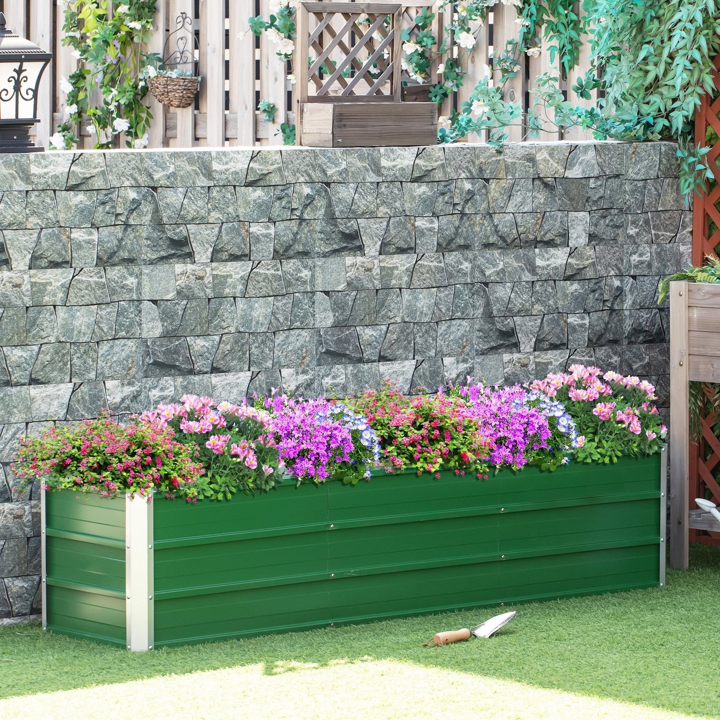 Galvanized Raised Garden Bed, Elevated Large Metal Planter Box w/ Install Gloves for Backyard, Patio to Grow Vegetables, Herbs, and Flowers, Green at Gallery Canada