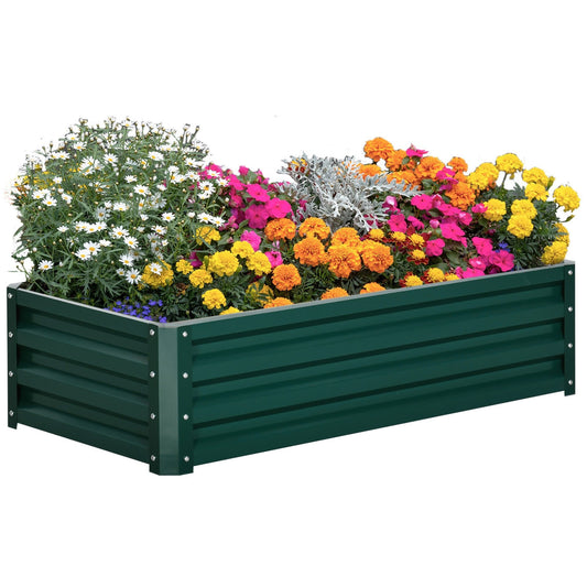 Galvanized Raised Garden Bed, Outdoor Planter Box for Vegetables, Flowers, Herbs, 4' x 2' x 1', Green at Gallery Canada