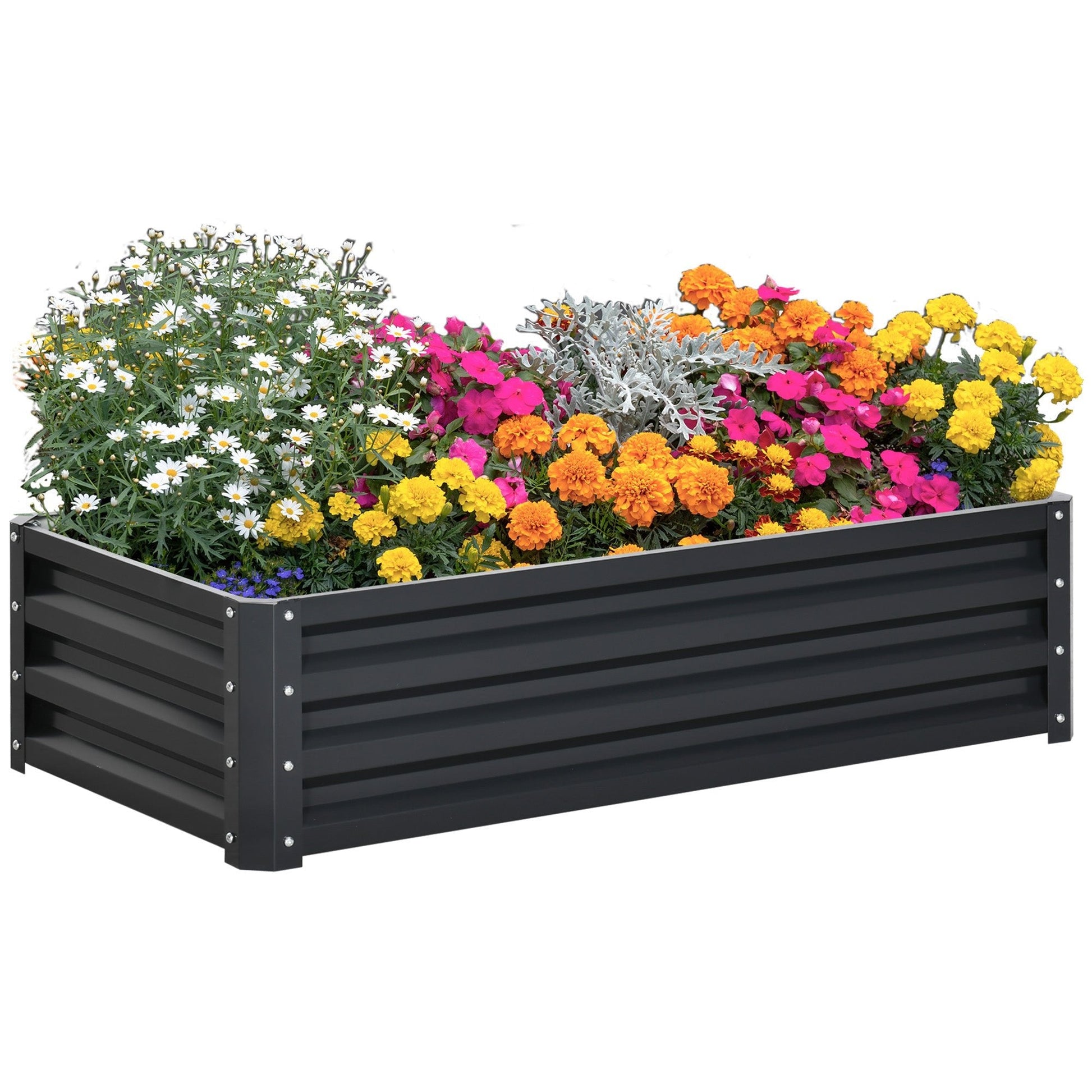 Galvanized Raised Garden Bed, Outdoor Planter Box for Vegetables, Flowers, Herbs, 4' x 2' x 1', Grey at Gallery Canada