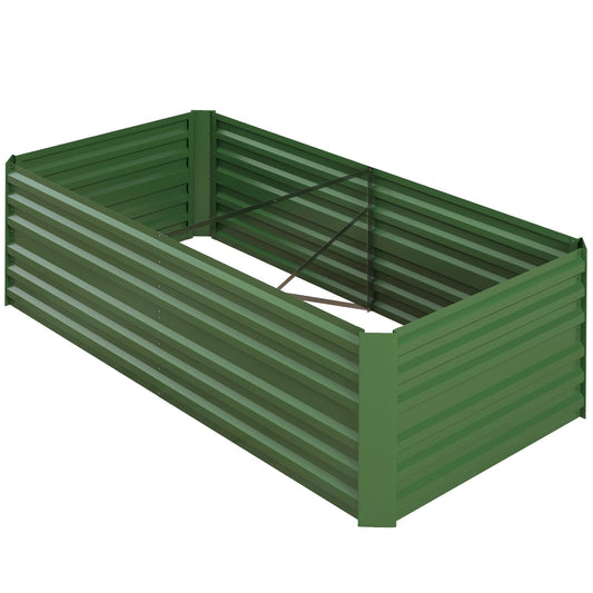 Galvanized Raised Garden Bed, Steel Outdoor Planters with Reinforced Rods, 71" x 35" x 23", Green - Gallery Canada