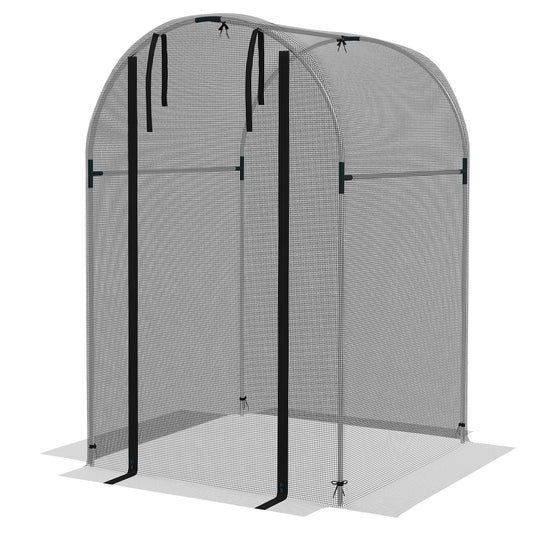 Galvanized Steel Crop Cage, Plant Protection Tent with Zippered Door, 4' x 4', Black at Gallery Canada