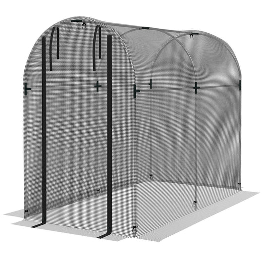 Galvanized Steel Crop Cage, Plant Protection Tent with Zippered Door, 4' x 8', Black at Gallery Canada