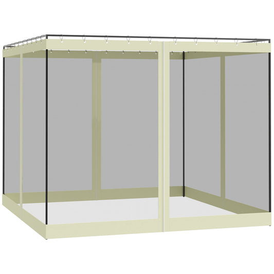 Gazebo Mosquito Netting Replacement, 4-Panel Canopy Screen Walls with Zipper for 10' x 10' Gazebo, (Sidewall Only), Beige - Gallery Canada