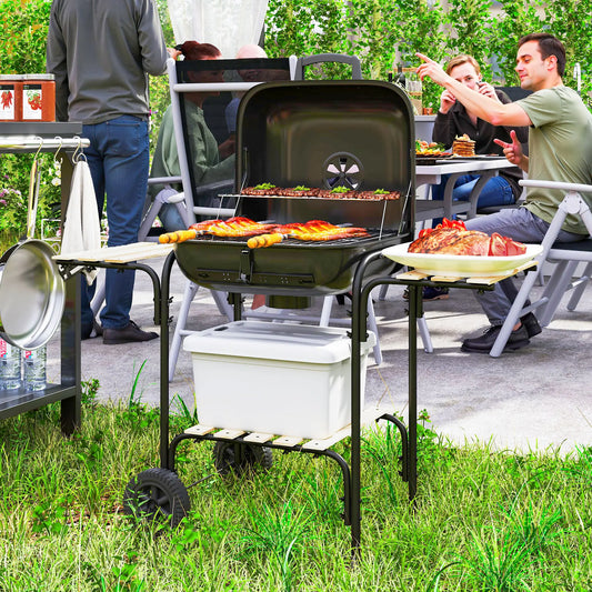 Charcoal BBQ Grill, 1840 cm² Cooking Area, 3 Shelves, Adjustable Vent, Black Charcoal BBQ Grils Black at Gallery Canada