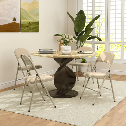 4 Pack Folding Chairs, Padded Seats, Velvet, Steel Frame, Beige Dining Chairs Beige at Gallery Canada