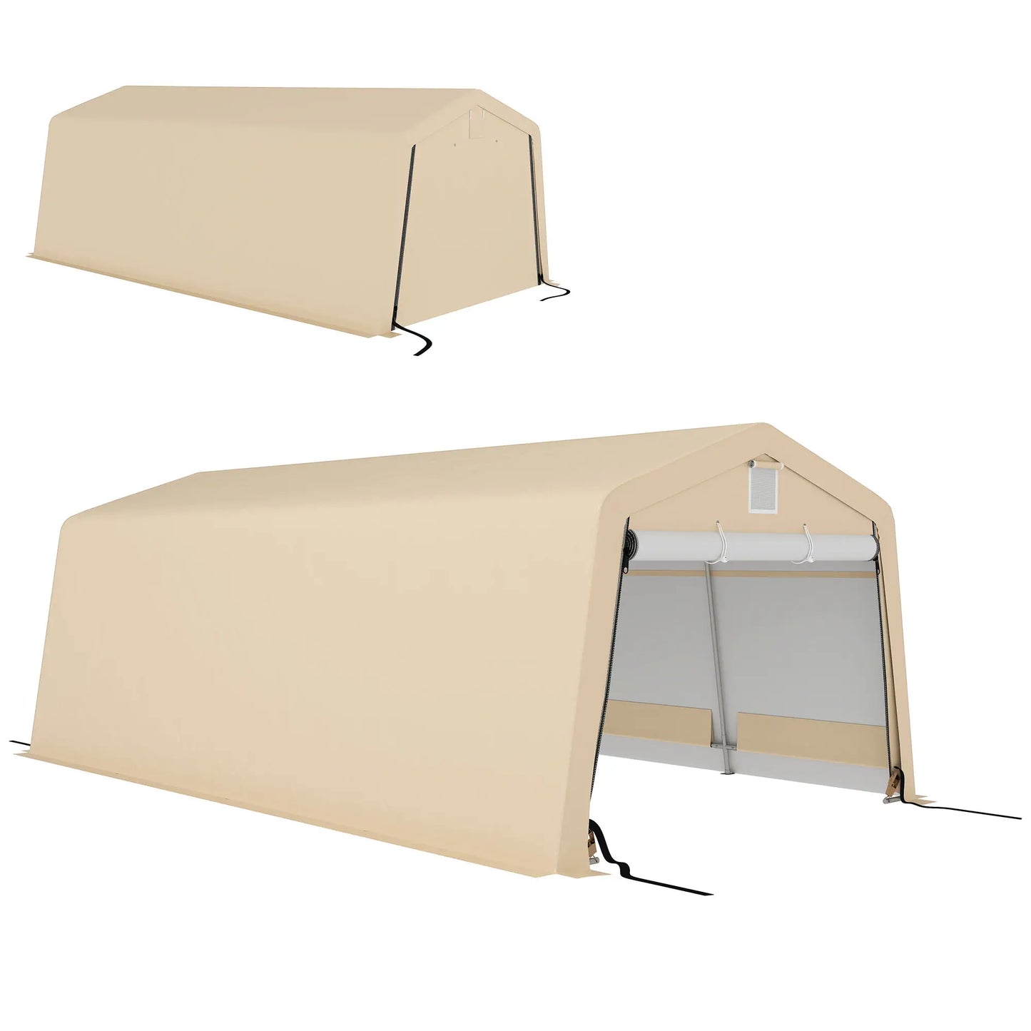11' x 20' Portable Garage, Heavy Duty Carport Canopy, Khaki Car Shelters at Gallery Canada