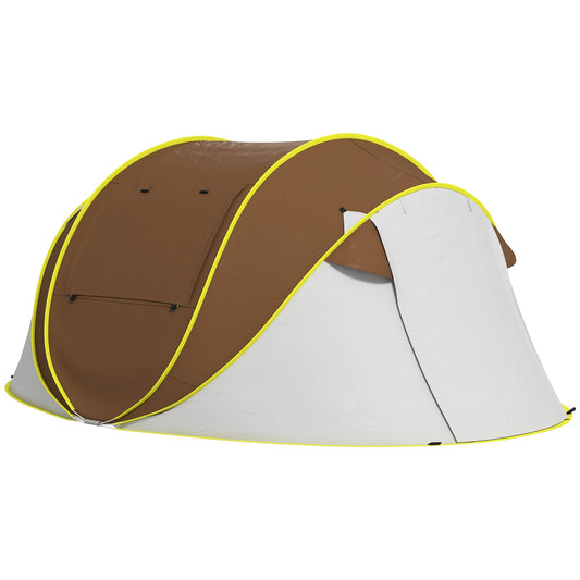 Pop Up Tent with 2 Porch and Carry Bag, 3000mm Waterproof Camping Tent, for 2-3 People, Brown - Gallery Canada