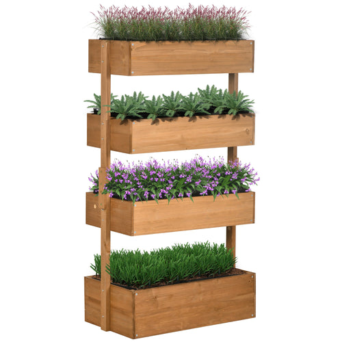 4-Tier Raised Garden Bed, Vertical Elevated Planter Rack with Non-woven Fabric, Wooden Raised Planter Boxes for Indoor and Outdoor