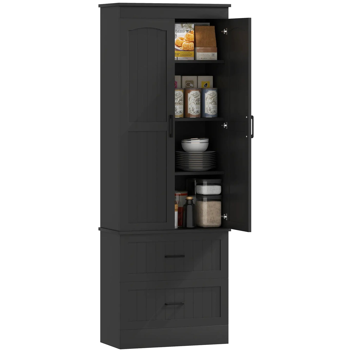 Tall Pantry Cabinet, 67", Kitchen Storage with Adjustable Shelves, Black Kitchen Pantry Cabinets at Gallery Canada