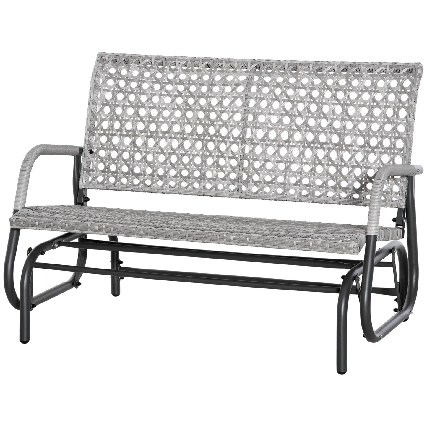 2 Seater Wicker Outdoor Glider Bench, Garden Loveseat, Mixed Grey Outdoor Gliders at Gallery Canada