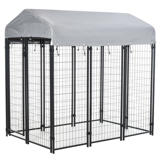 6' x 4' x 6' Large Outdoor Dog Kennel Steel Fence with UV-Resistant Oxford Cloth Roof &; Secure Lock - Gallery Canada