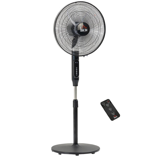 Standing Floor Fan with Remote Control, Stand Up Cooling Fan, Tall Pedestal Electric Fan for Bedroom, Black - Gallery Canada