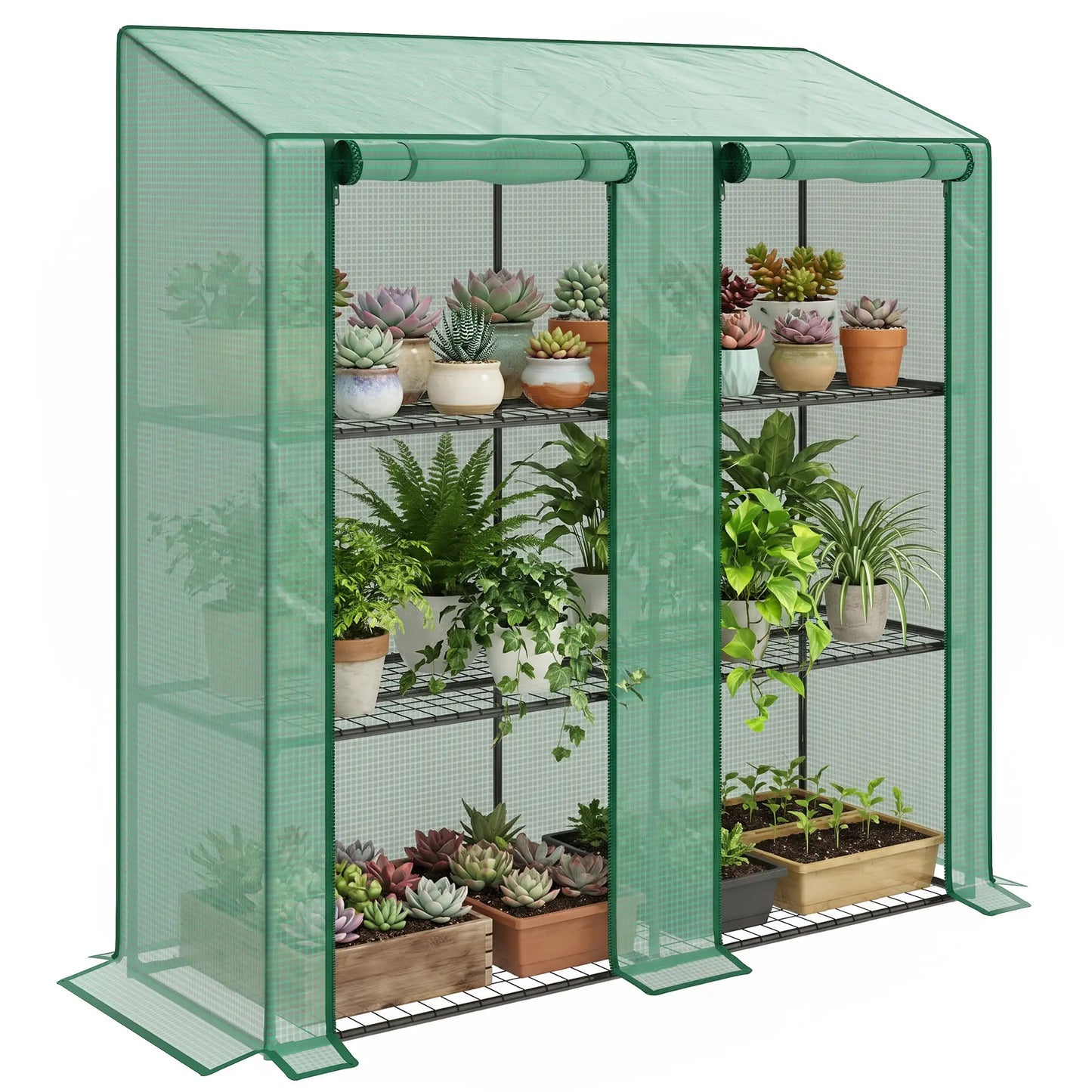 Portable Mini Greenhouse, 3 Tier Shelves, Reinforced PE Cover, 56.3" x 18.1" x 59.4" Greenhouses at Gallery Canada