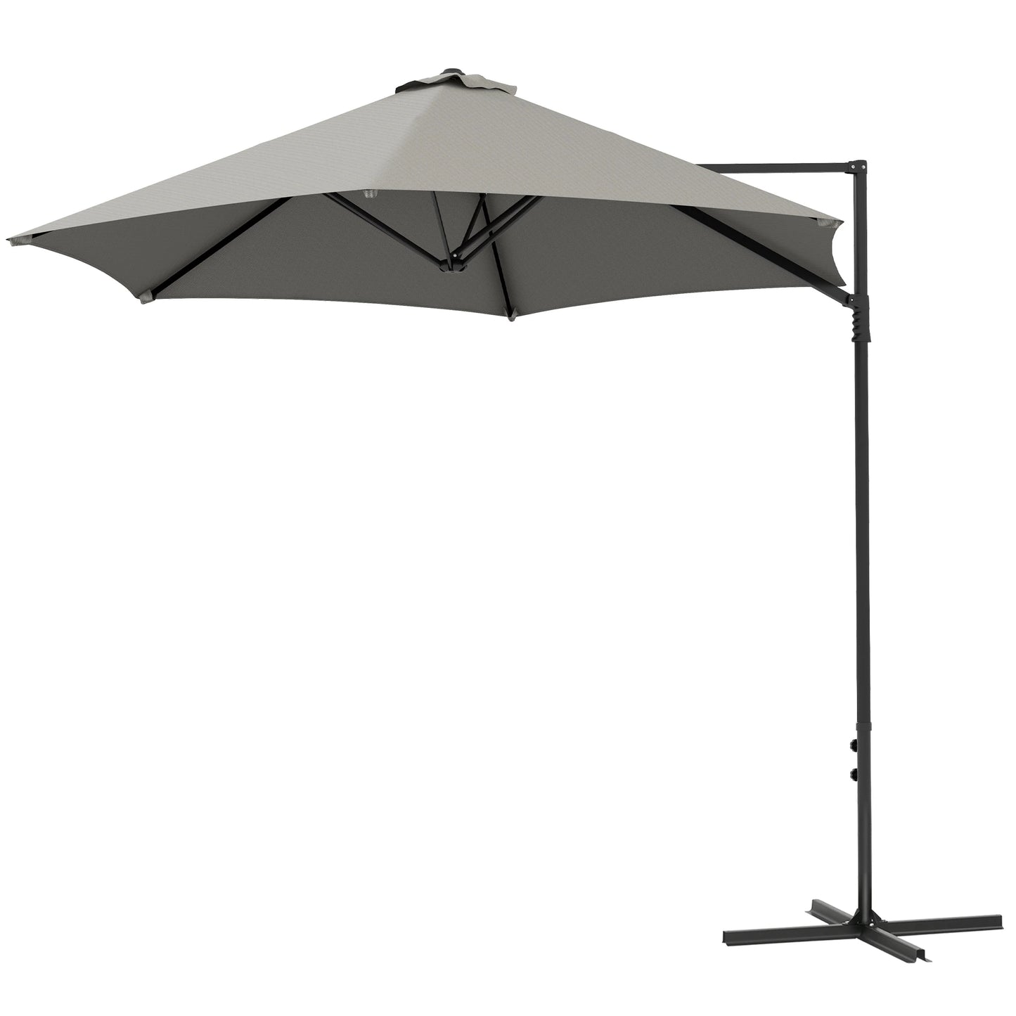8.5FT Outdoor Cantilever Parasol, 360° Rotation, Cross Base, Light Grey Cantilever Umbrellas at Gallery Canada