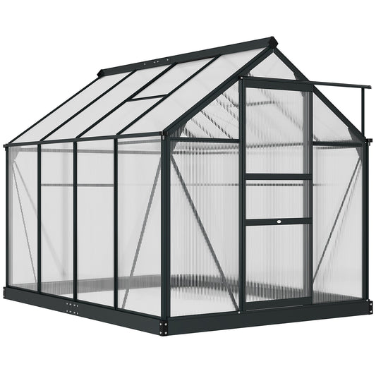 Greenhouse Garden Green House Outdoor Greenhouse Kit PC Board with Sliding Door, 6.2' x 8.3' x 6.6' Grey - Gallery Canada