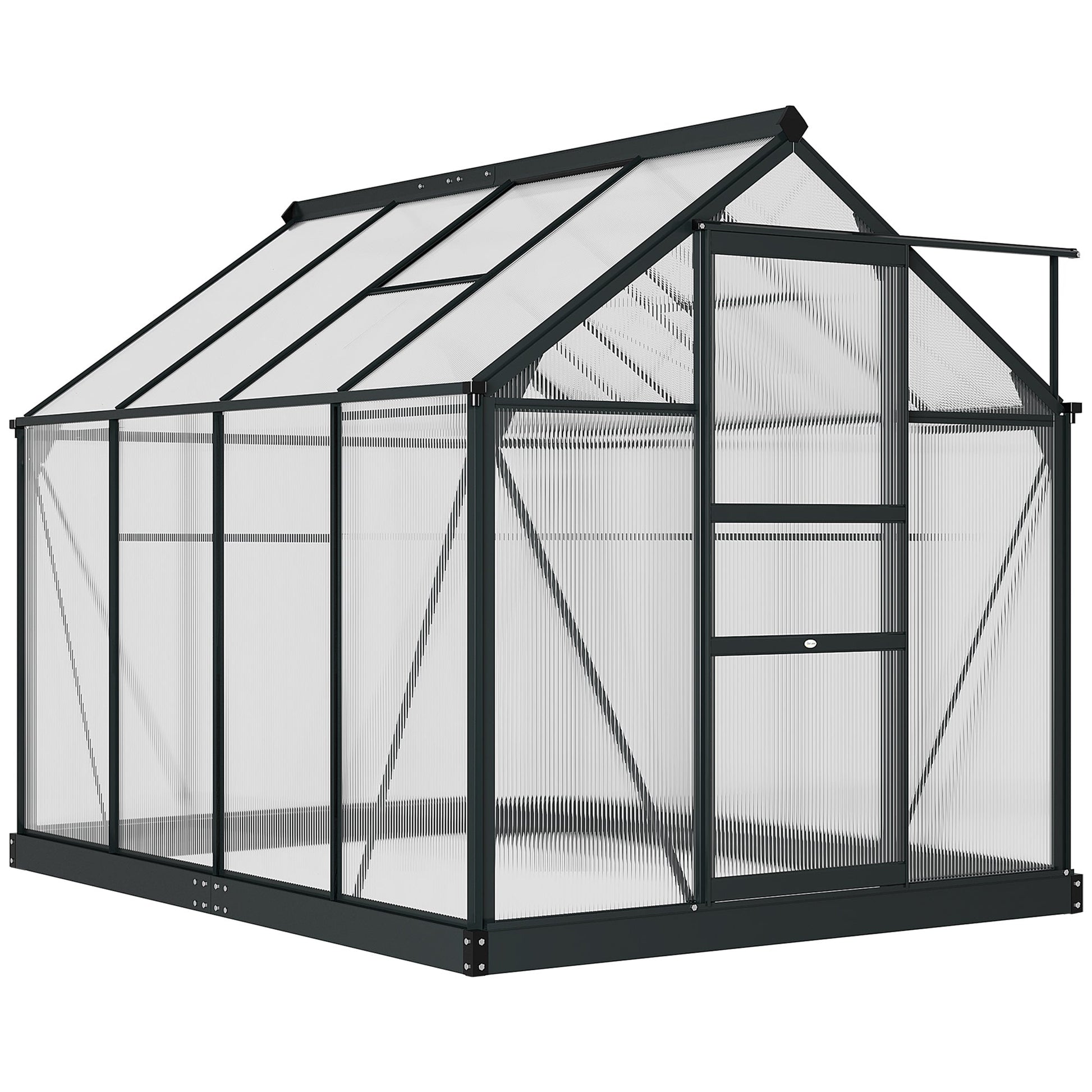 Greenhouse Garden Green House Outdoor Greenhouse Kit PC Board with Sliding Door, 6.2' x 8.3' x 6.6' Grey at Gallery Canada