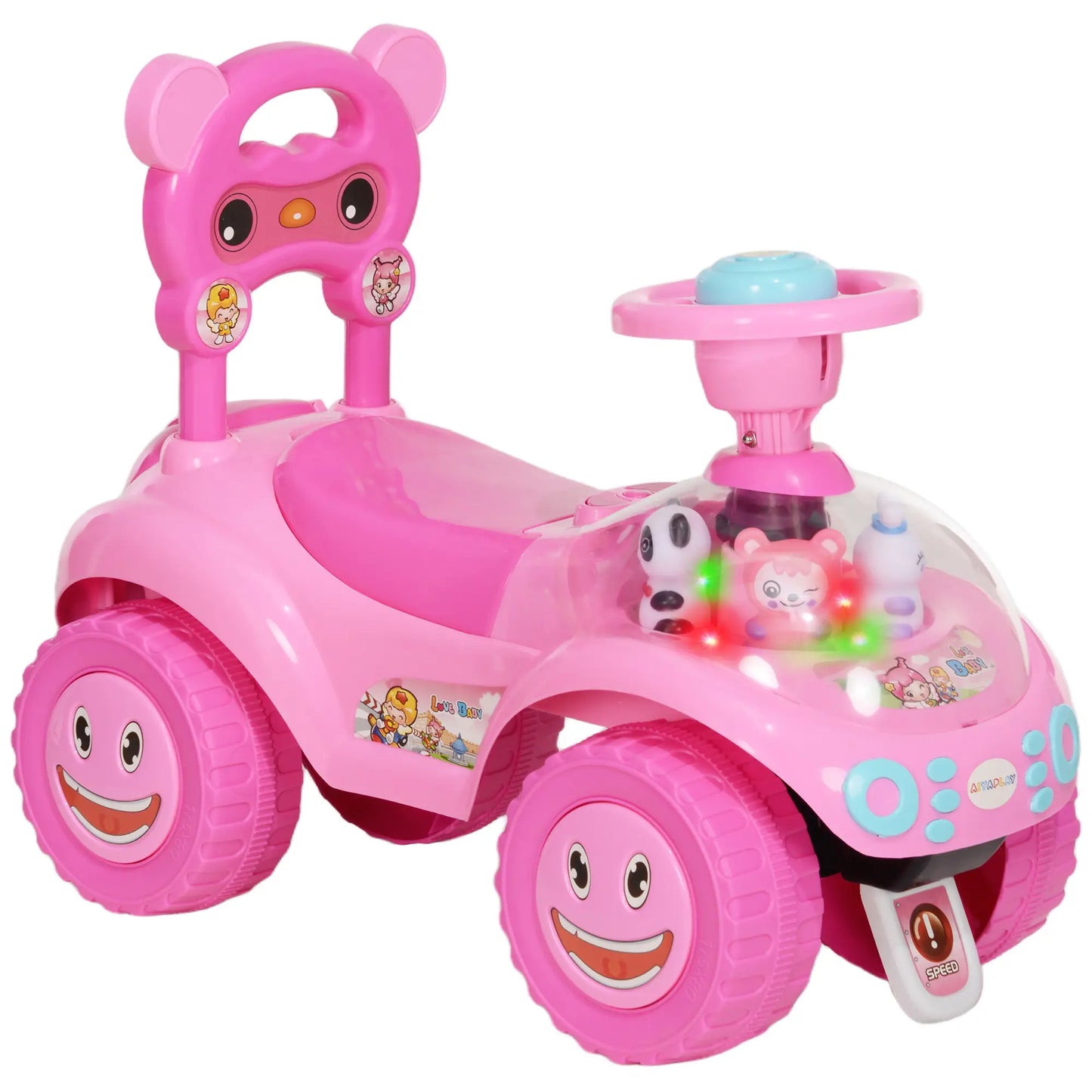 Toddler Push Car with Horn, Light, Music, Pink Push Cars for Toddlers at Gallery Canada