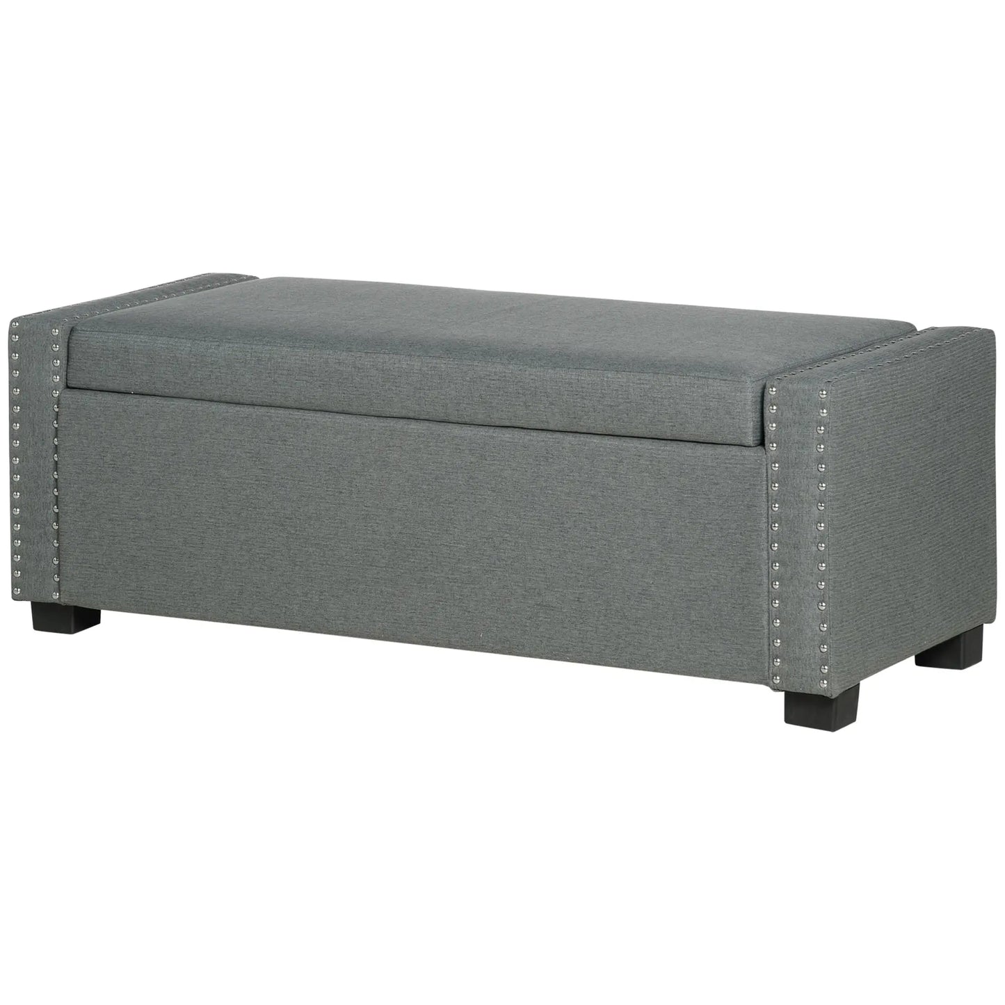 Upholstered Flip Top Storage Bench, Ottoman, Light Grey Storage Ottomans & Benches at Gallery Canada