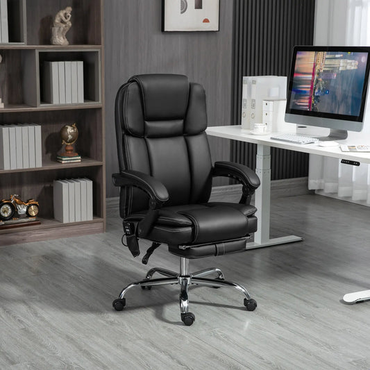 Massage Office Chair, Reclining Executive Chair with Vibration, Footrest, High Back, Black Massage Chairs Black at Gallery Canada