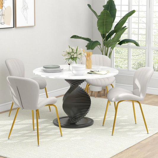 Modern Dining Chairs Set of 4, Cushioned Backrest, Cream White Dining Chairs Cream White, Gold at Gallery Canada