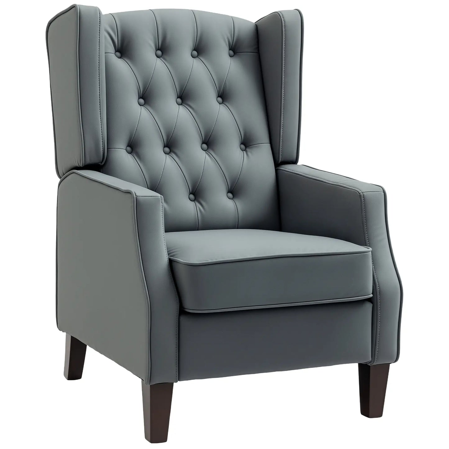 Faux Leather Armchair, Modern Accent Chair with Thick Padding for Living Room, Bedroom, Home Office, Grey Accent Chairs at Gallery Canada