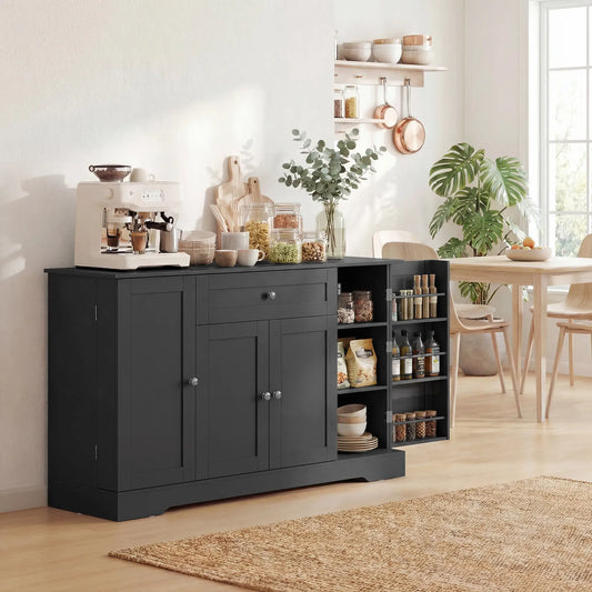 55" Kitchen Cabinet With Drawer, Adjustable Shelves, Black Bar Cabinets Black at Gallery Canada
