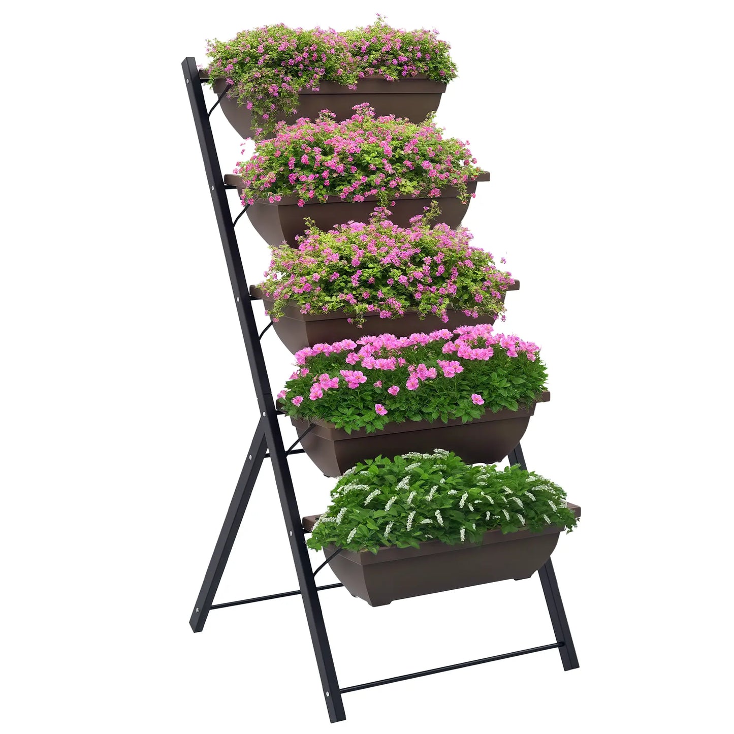 5-Tier Raised Garden Bed, 5 Planter Box, Outdoor Plant Stand, Brown Plant Stands at Gallery Canada