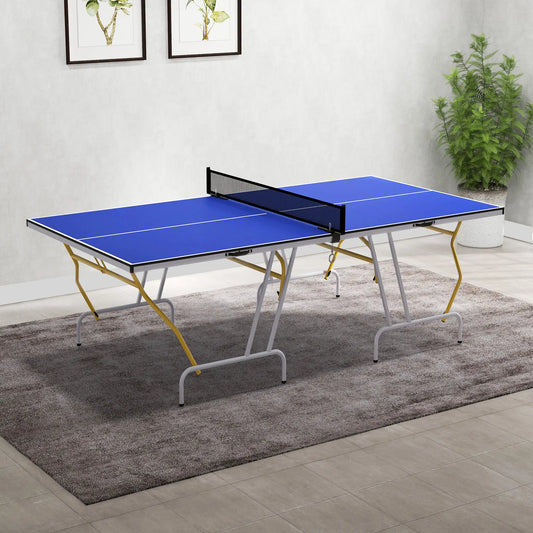 9' x 5' Full Size Table Tennis Table, Folding, Paddles, Balls, Blue Game Tables Blue at Gallery Canada