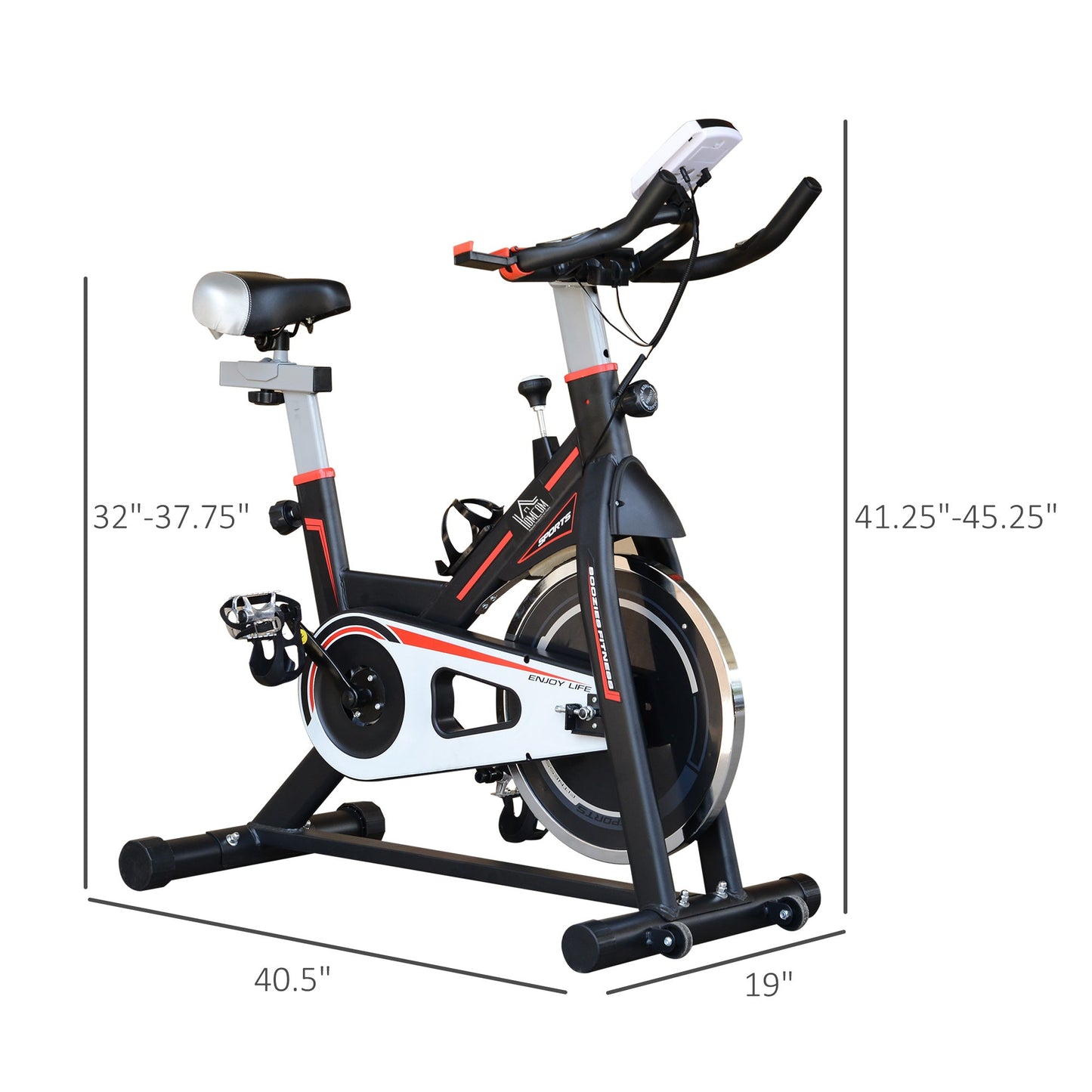 Upright Stationary Exercise Bike Indoor Cardio Workout Training Bicycle w/ Adjustable Resistance LCD Monitor Phone Holder, Black at Gallery Canada