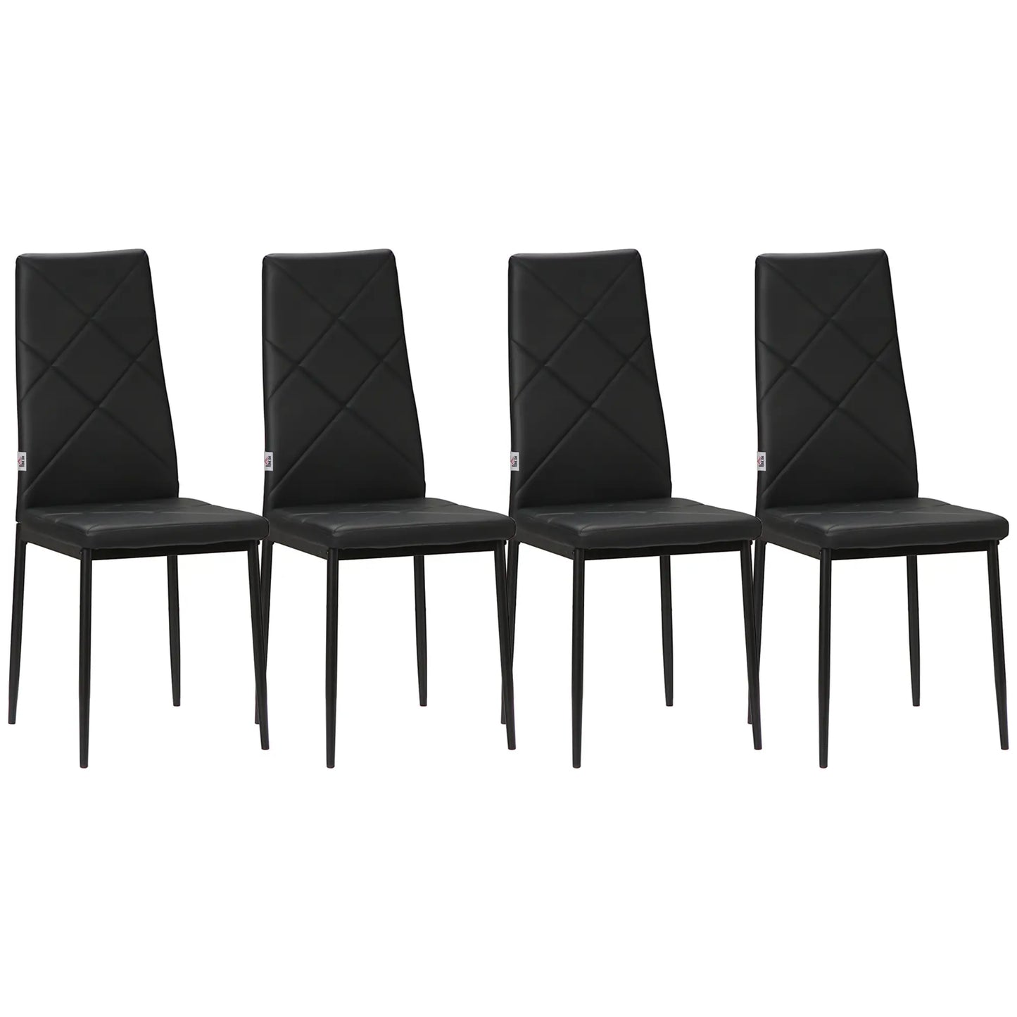 Dining Chairs Set of 4, Modern High Back, Faux Leather, Steel Legs, Black Bar Stools at Gallery Canada